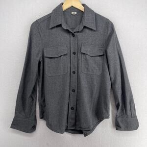 ARKET Shirt Womens 38 S 100% Wool Overshirt Shacket Workwear Flannel Gray
